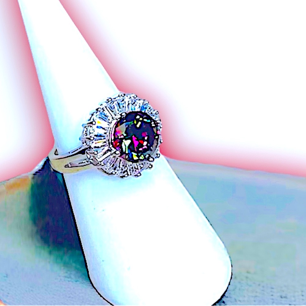 Silver Mystic Topaz Large Solitaire Ring Anniversary Nwt 40$